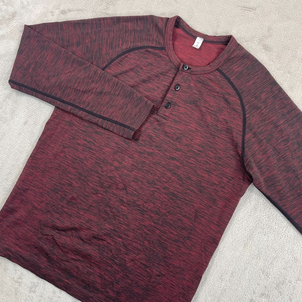 Lululemon Metal Vent Tech Henley T Shirt Men Medium Oxblood / Black Performance